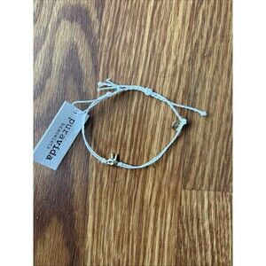 Pura Vida Golden Peace Sign Charm Bracelet White Adjustable New